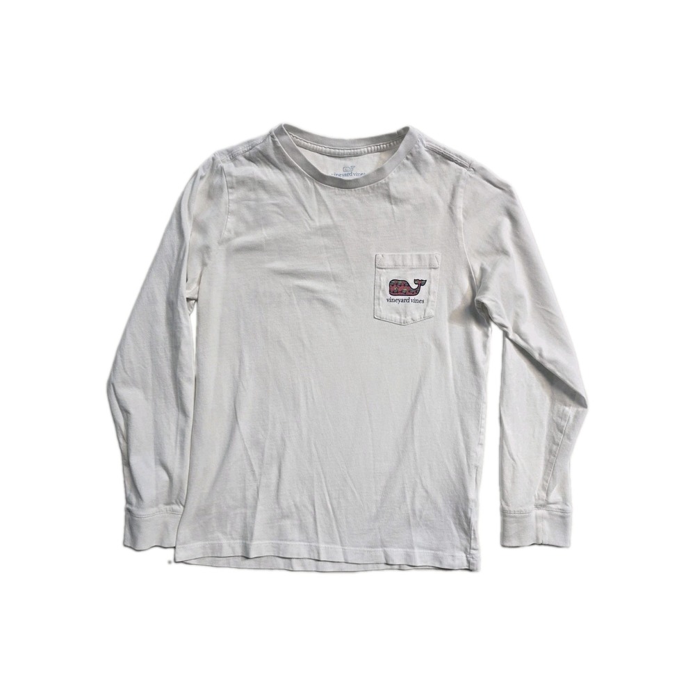 Vineyard Vines Youth Kids Unisex White Xmas Tree T-Shirt Crew Neck S 8-10 Logo
